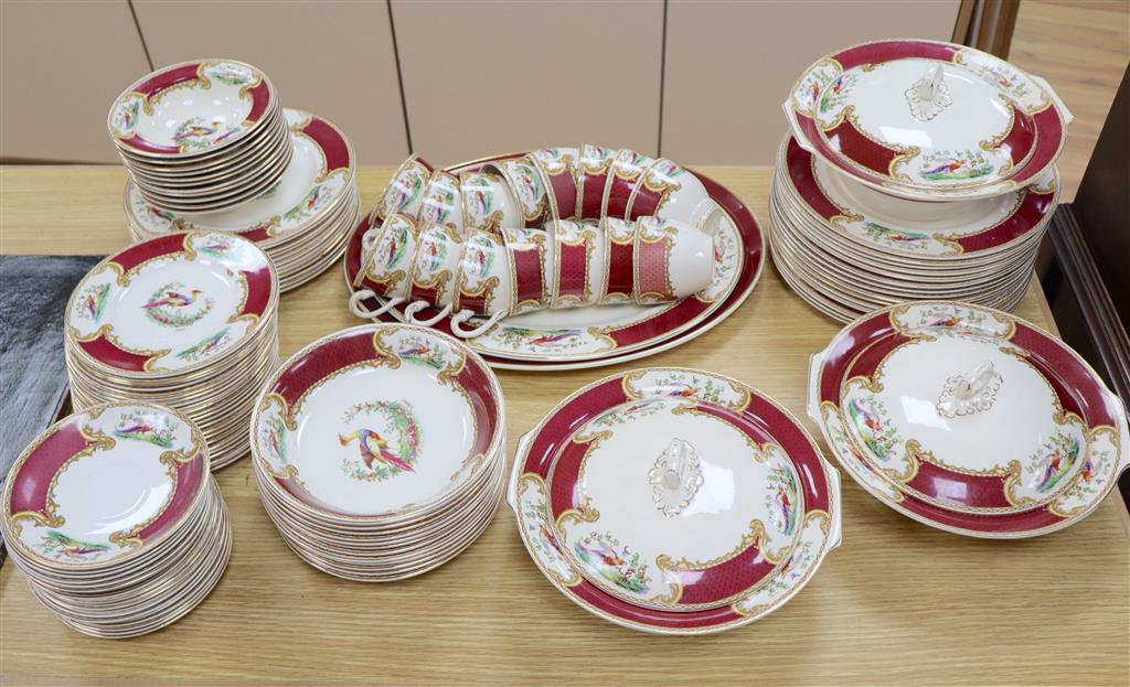 A Myott Chelsea Birds part dinner service (99 pieces)